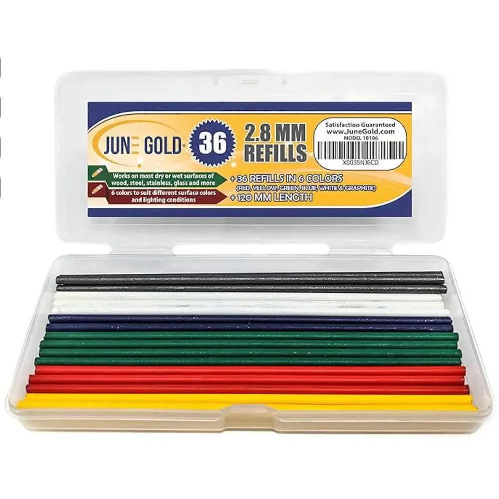 June Gold 36 Colored 2.8 mm Deep or Long Reach Nose & Nib Lead Refills, 6 Colors